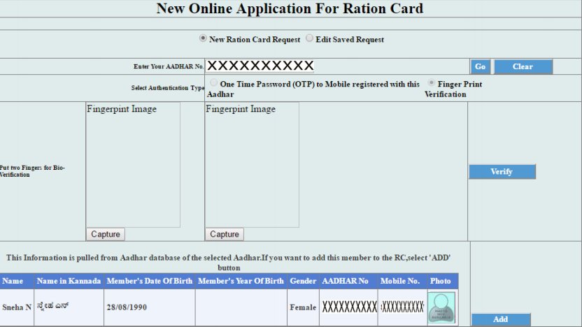 Karnataka Ration Card Add