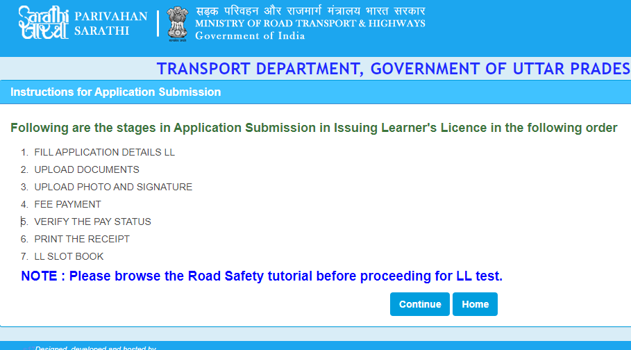 Apply for learning Licence 