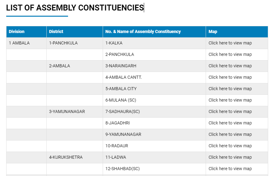 List of Assembly Constituencies