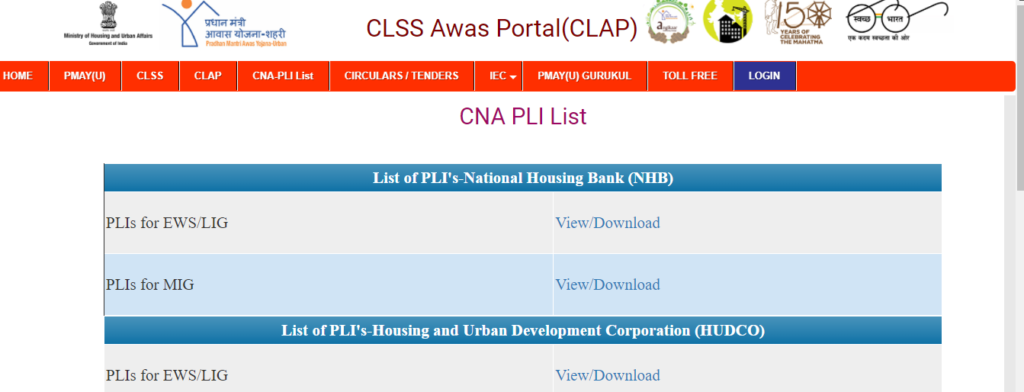 CNA PLI List at CLAP Portal