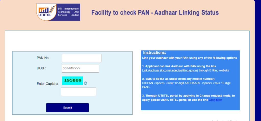 Check Aadhar Pan Linking Status