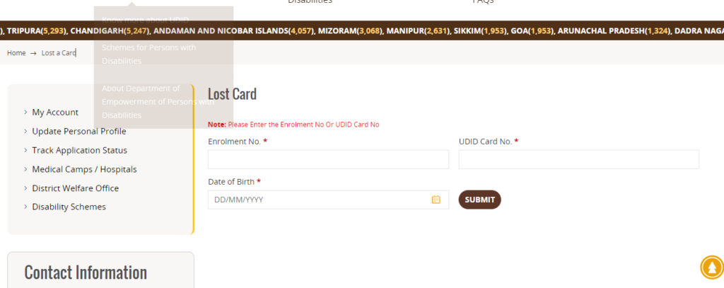 Apply for Lost UDID Card 