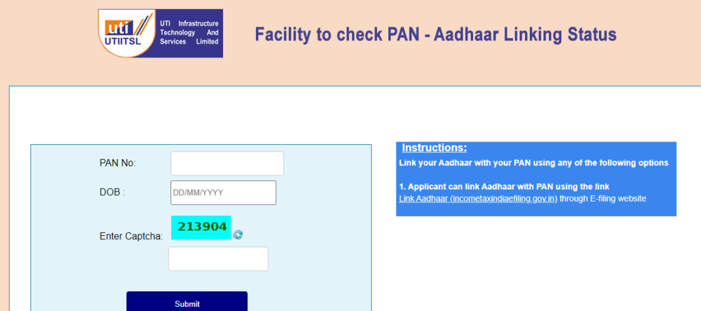 View Pan & Aadhar Linking Status 